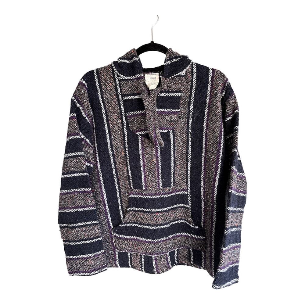 Vintage Oland Baja Hoodie Pullover Large L Mexico Reclaimed Fiber Boho